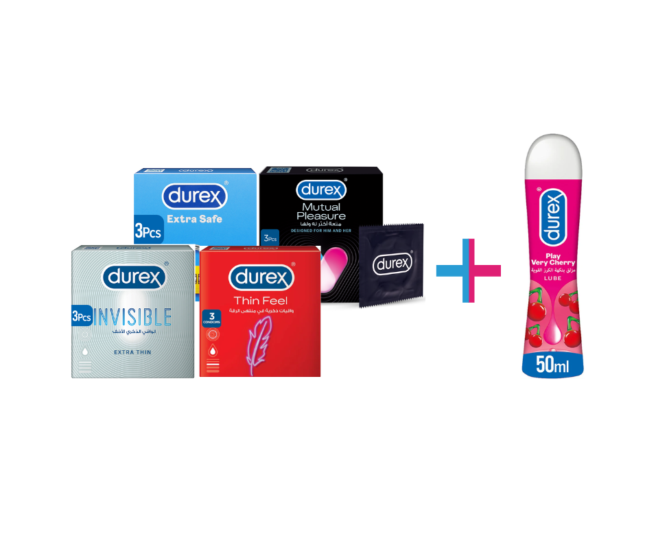 Durex Quad Plus - 4 Boxes + Premium Lube | Monthly Supply Kit Pakistan