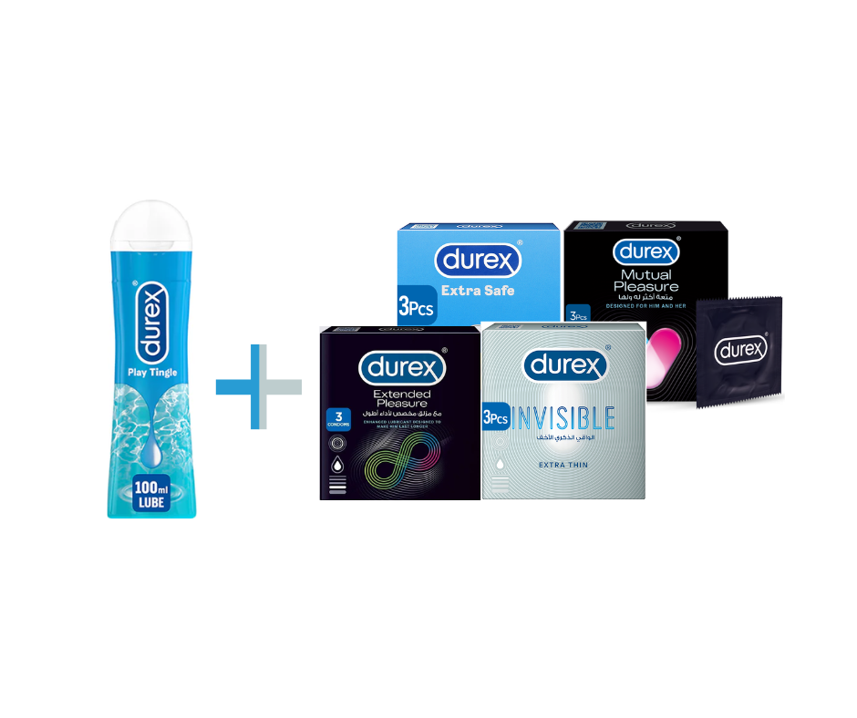 Durex Quad Plus - 4 Boxes + Premium Lube | Monthly Supply Kit Pakistan
